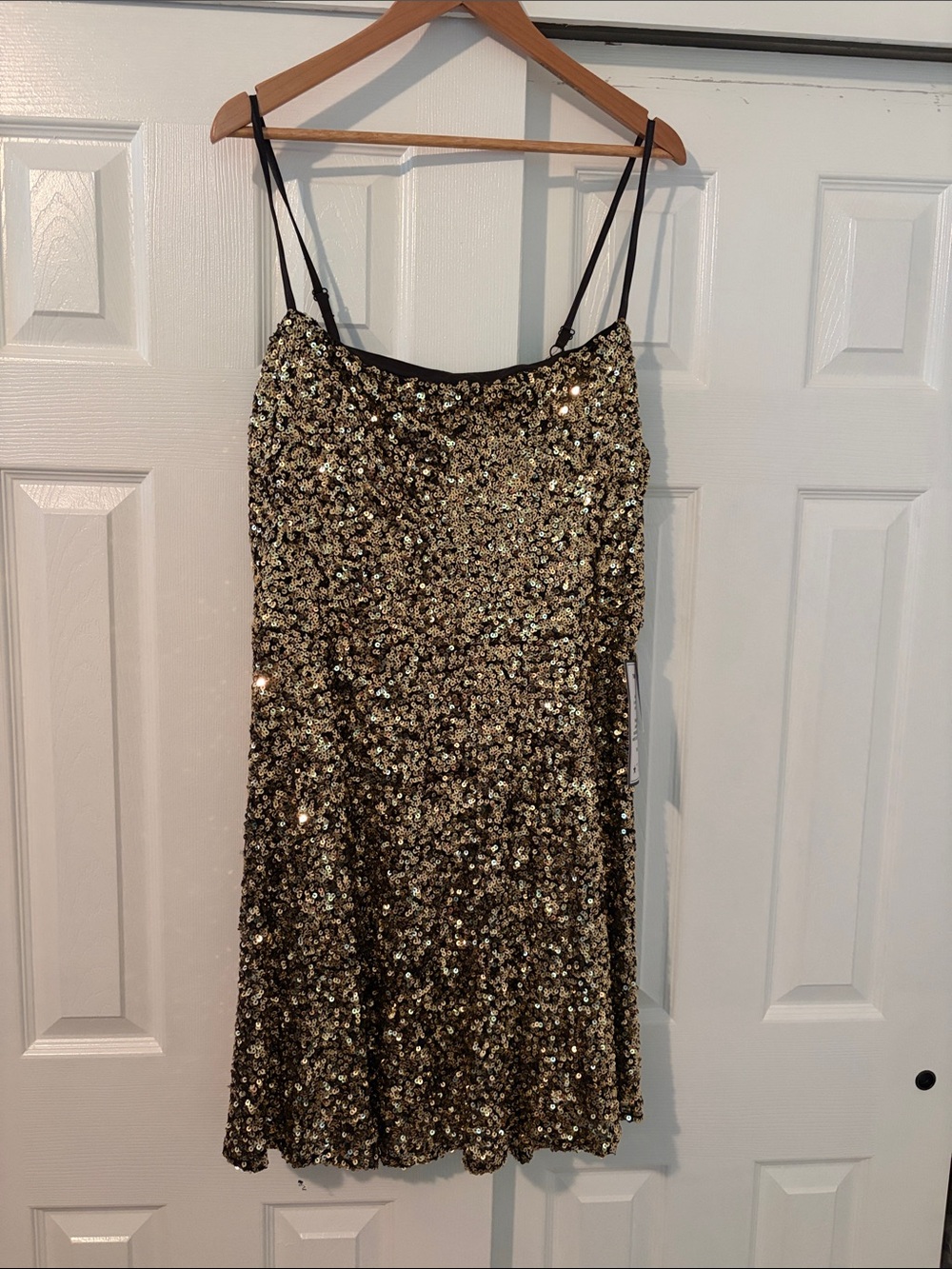 B Darlin Gold Sequin Spaghetti Strap Mini Dress. Homecoming or cocktails!